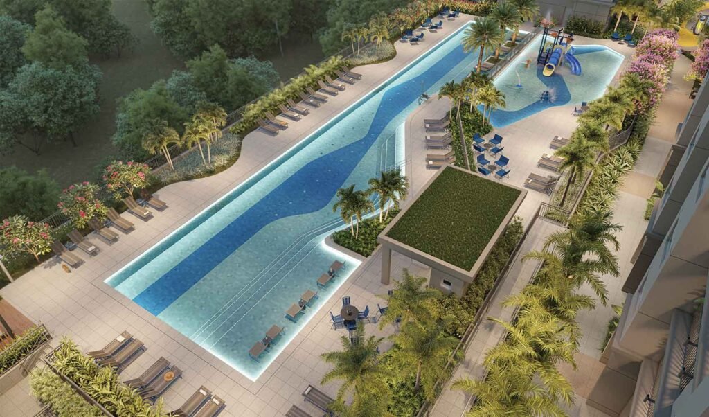 Perspectiva ilustrada do voo piscina